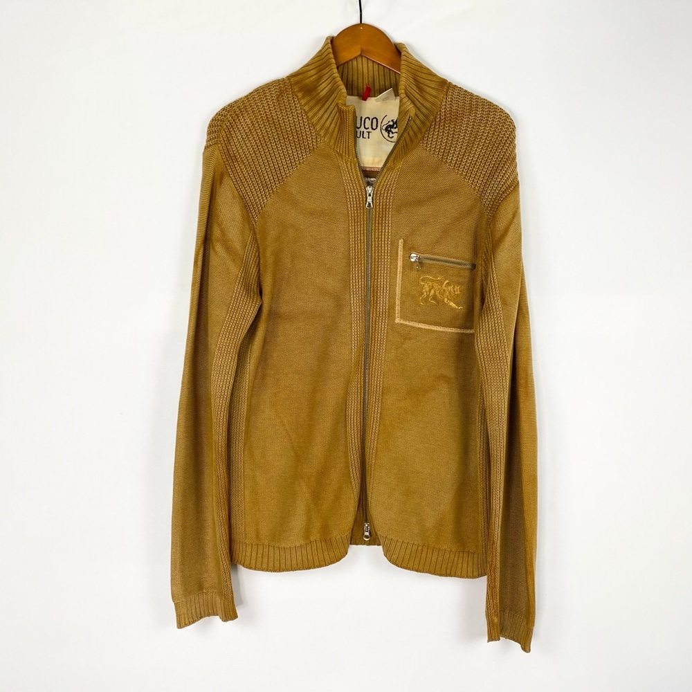 Parasuco Denim‎ Cult Y2K Zip Up Jacket Knit Cotton Size Large Embroidered